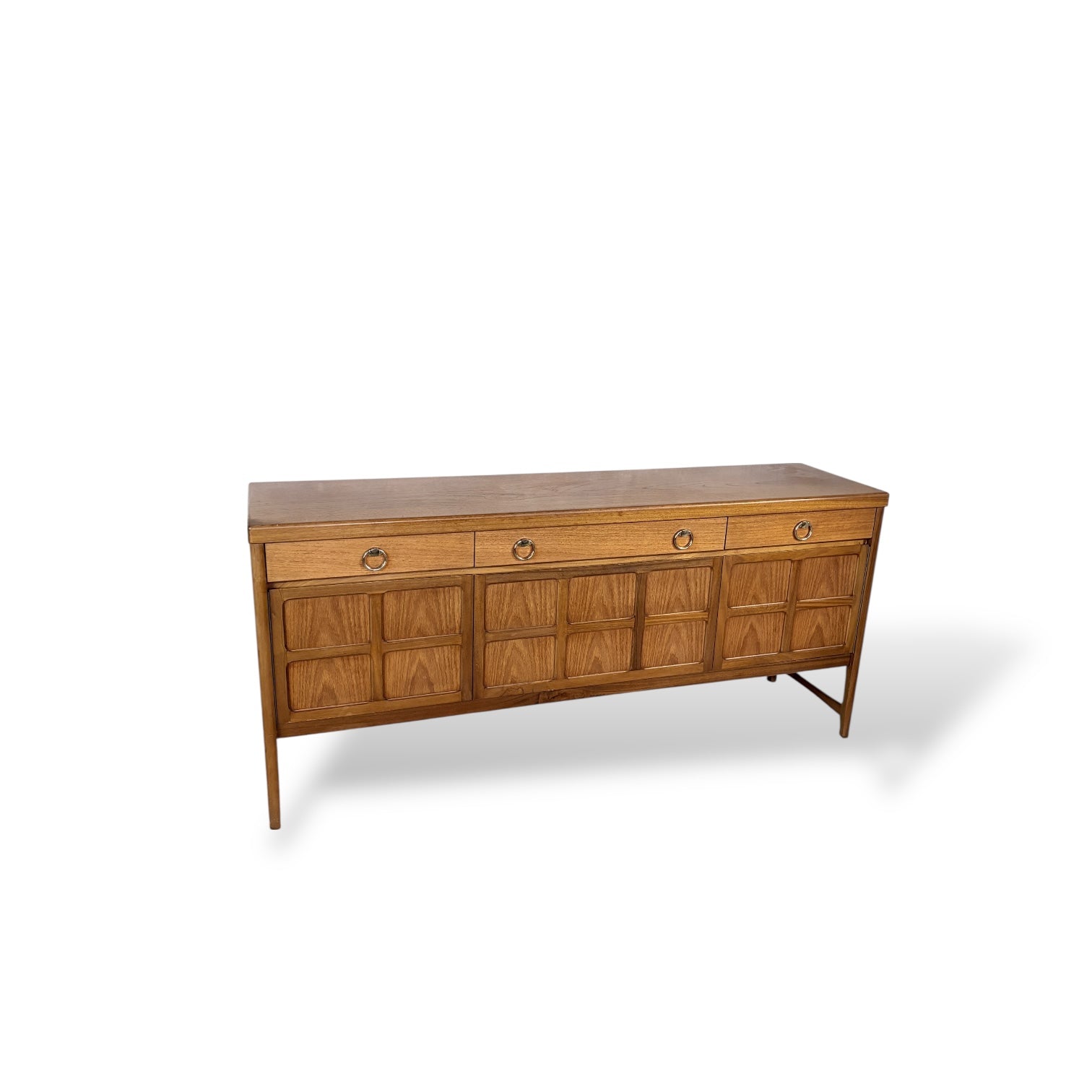 Nathan “Squares” Sideboard – Mid Century Teak Sideboard with Ring Pull Handles — view 3