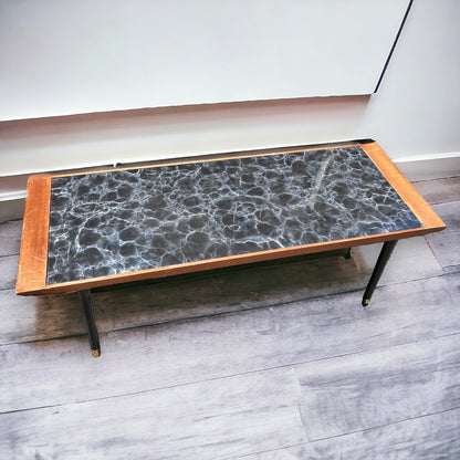 Mid Century Teak and Marble Coffee Table