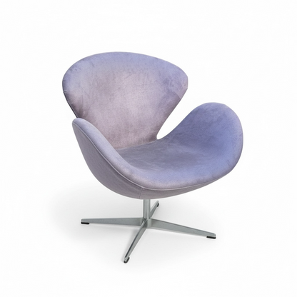 Mid Century Purple Swivel Lounge Chair with Chrome Base