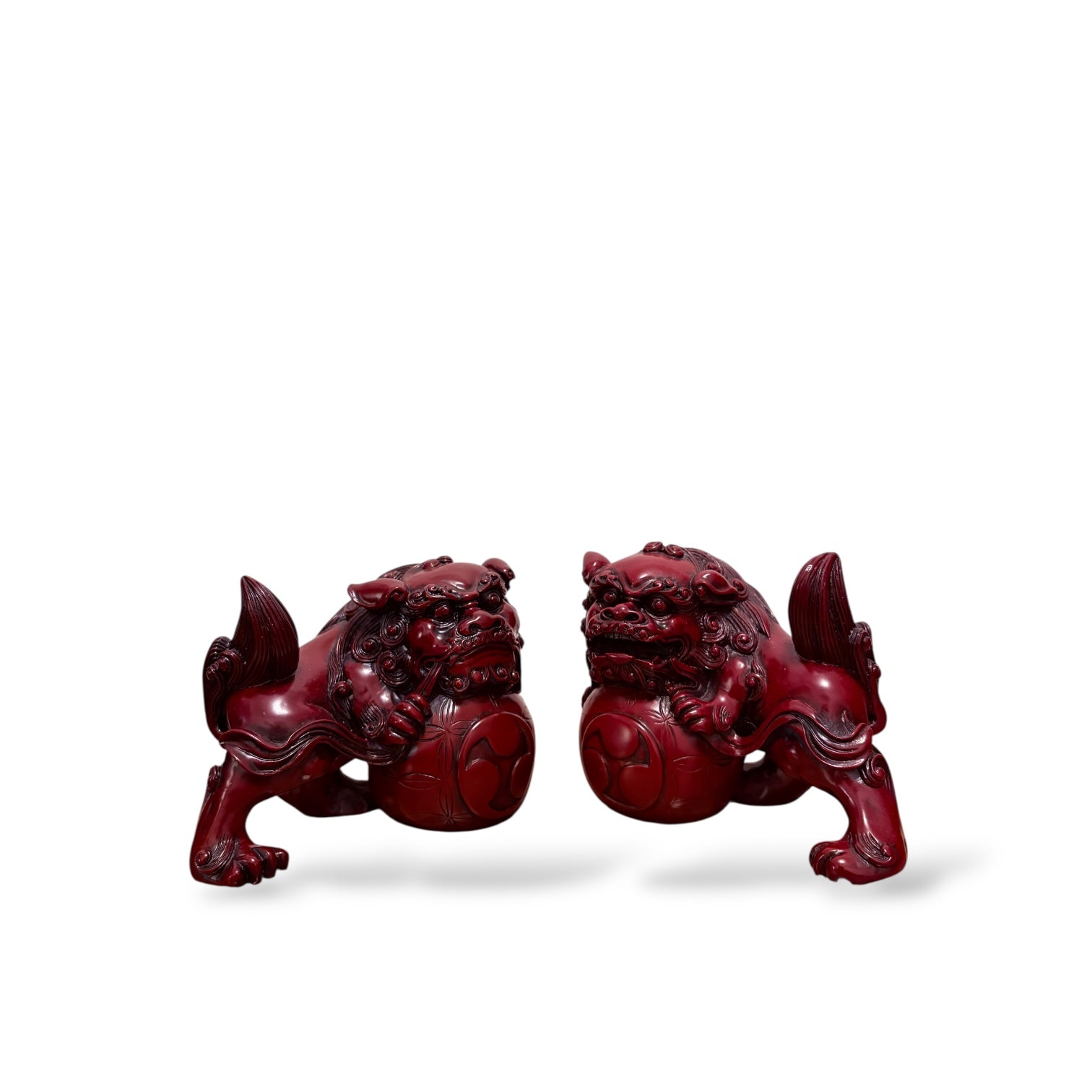 Heavy Resin Foo Dogs - Matching Pair Vintage Sculptures — view 3