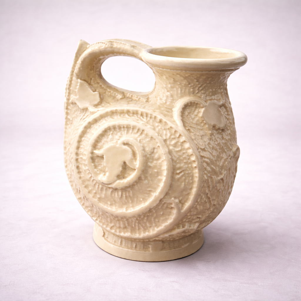 1930s Art Deco Cream Relief Serving Pitcher by Burleigh Ware