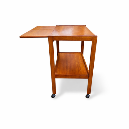 Vintage Teak Drop-Leaf Drinks Trolley on Castors | Mid-Century Bar Cart