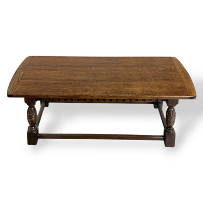 Solid Oak Coffee Table - Vintage Colonial Rustic English Farmhouse Living Room Table