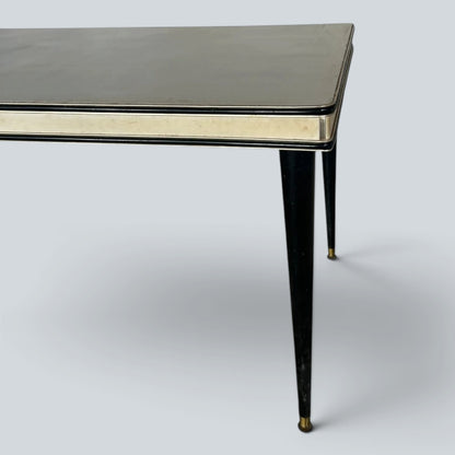 Mid Century Italian Umberto Mascagni Dining Table | Space Age Ebonised & Silver Dining Table