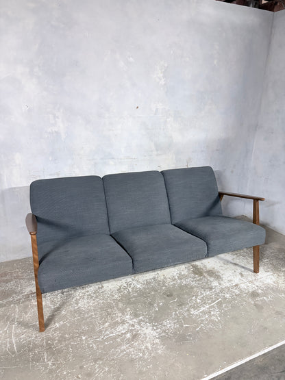 Vintage 1990s IKEA Teak Three-Seater Sofa – Scandinavian Lounge Sofa