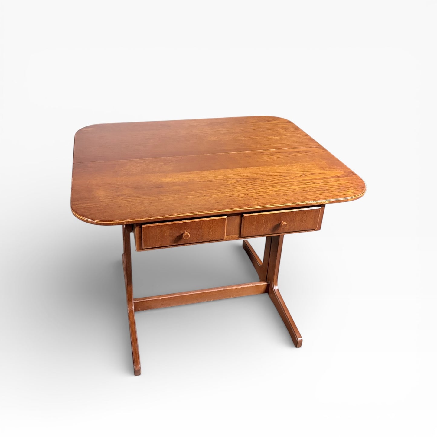 Danish Teak & Oak Drop Leaf Dining Table Desk