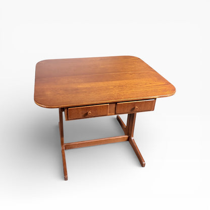 Danish Teak & Oak Drop Leaf Dining Table Desk