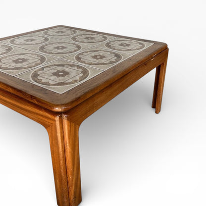 Vintage Teak Coffee Table – Mid Century Modern Square Ceramic Tiled Top