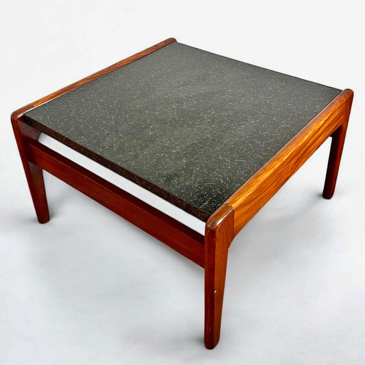Mid Century Modern Guy Rogers Black Formica and Teak Coffee Table