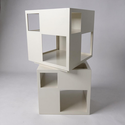 Mid Century Space Age Metal White Display Storage Cubes