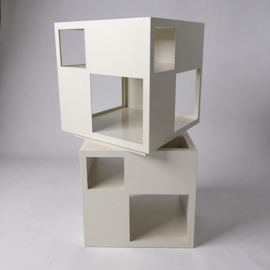 Mid Century Space Age Metal White Display Storage Cubes