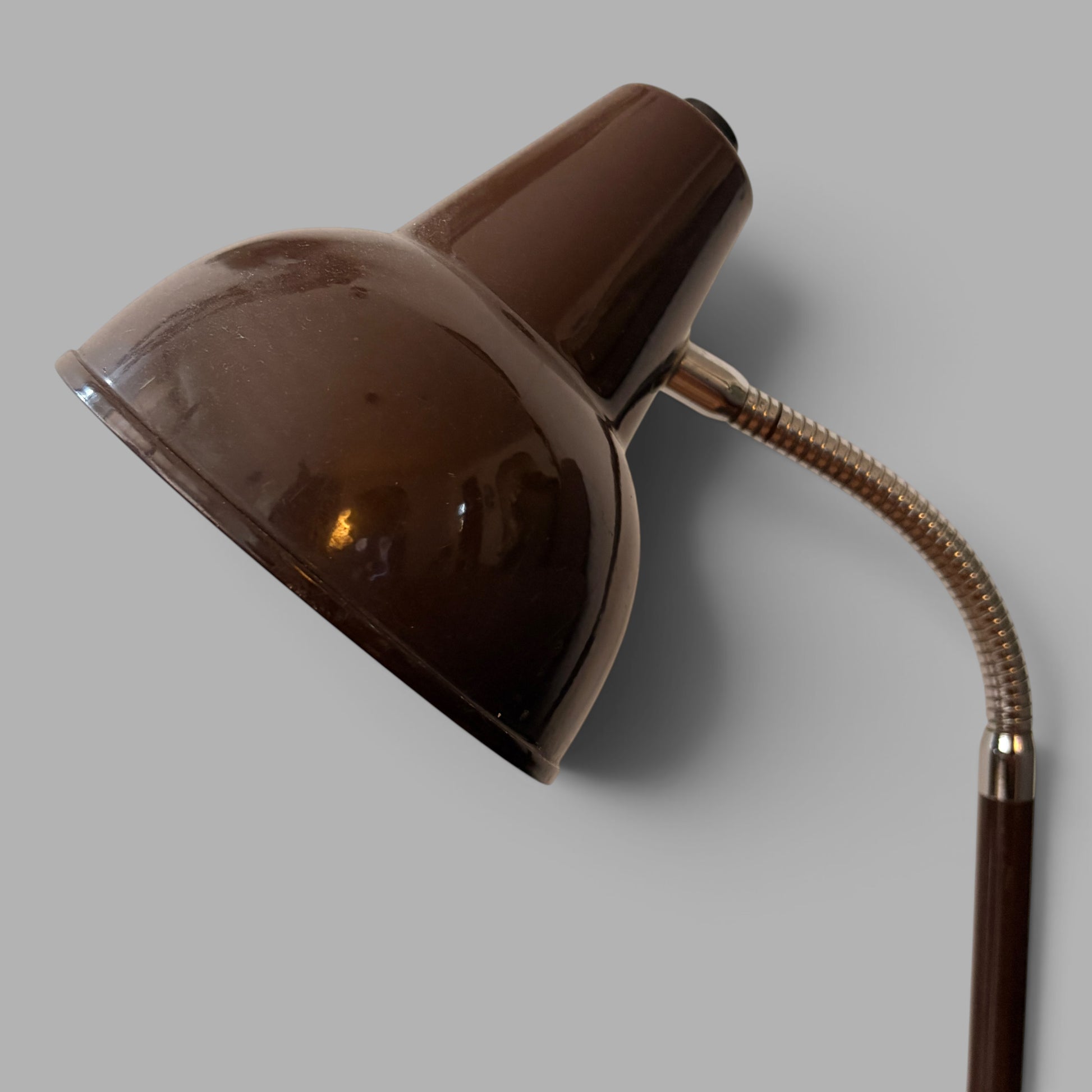 Vintage Italian Mid Century Chocolate Brown Adjustable Table Lamp