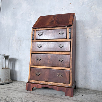 Antique Mahogany & Oak Fall-Front Writing Bureau | Compact Bureau Desk with Drawers