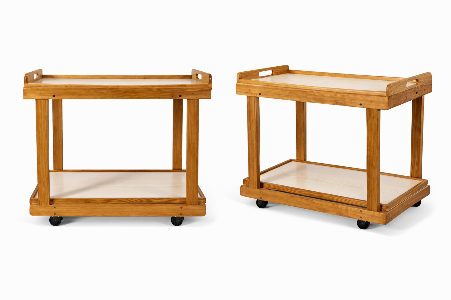 Mid Century Oak & Formica Two-Tier Drinks Trolley