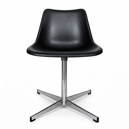 Vintage Robin Day Swivel Chair – Black Shell with Chrome Base