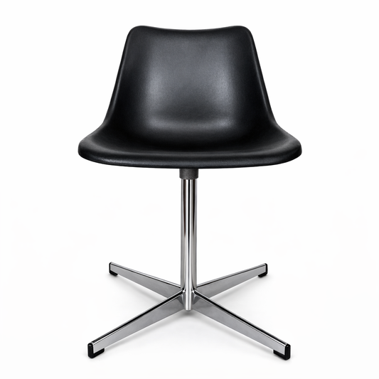 Vintage Robin Day Swivel Chair – Black Shell with Chrome Base