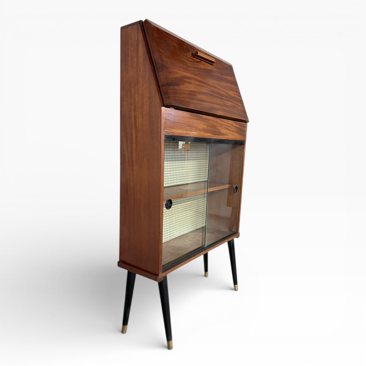 Vintage Slimline Space Age Drinks Cabinet with Mosaic & Glass Display