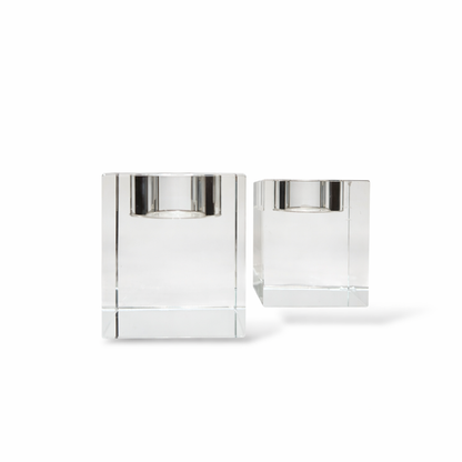 Vintage Lucite Tealight Candle Holders – Clear Acrylic Block Design (Pair) — view 2