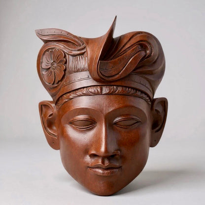 Vintage 1970s Indonesian Hand-Carved Hardwood Wall Mask