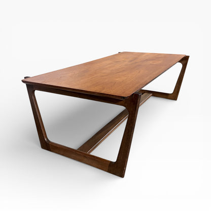 Danish Mid Century Coffee Table with Sleigh Legs