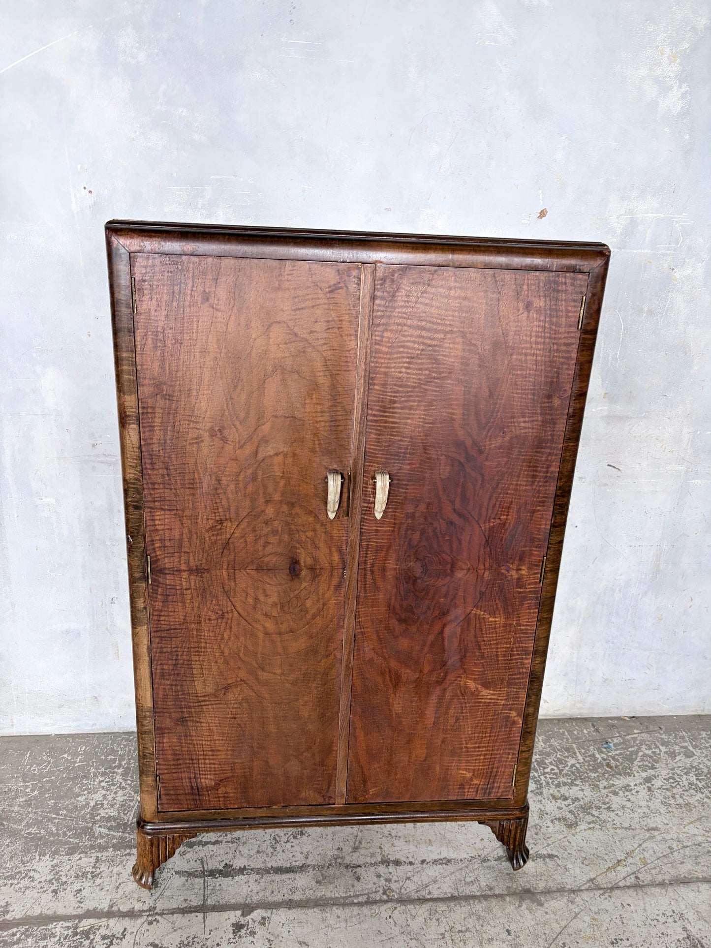 Art Deco Burr Walnut Compact Antique Wardrobe