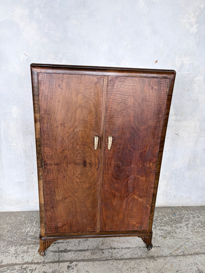 Art Deco Burr Walnut Compact Antique Wardrobe