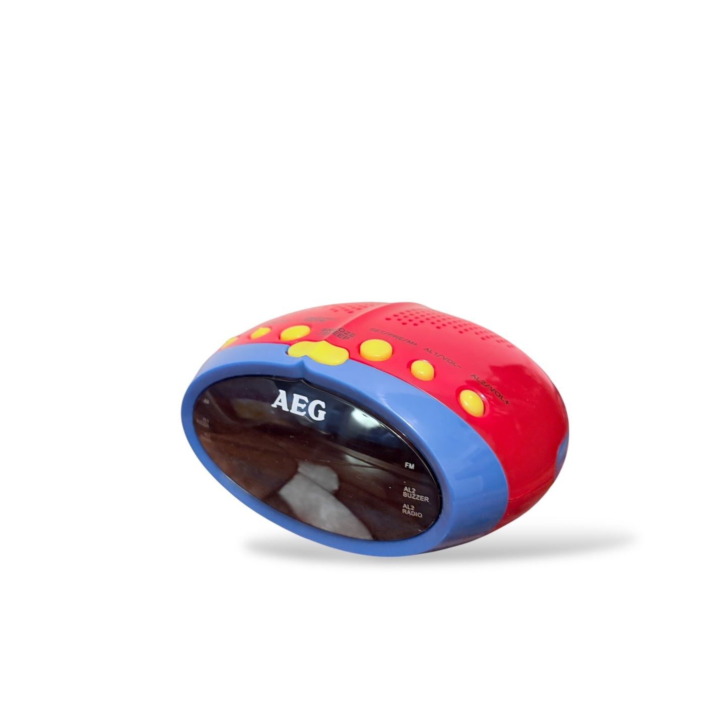 Vintage AEG Clock Radio – Postmodern Red & Blue Design