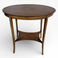 Edwardian Side Table - Antique Oval Wood Table with Decorative Inlay and Tapered Legs