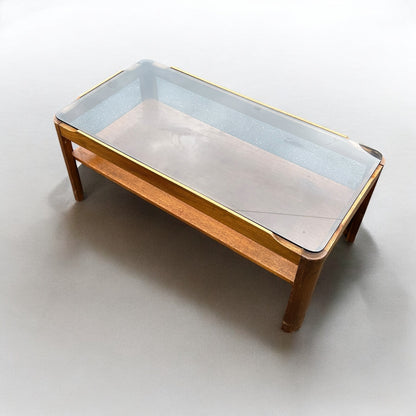Mid Century Teak and Smoked Glass Coffee Table