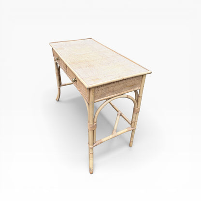 Vintage Bamboo & Rattan Console Table / Desk