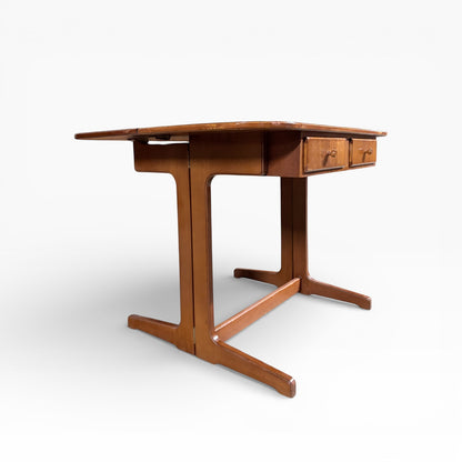 Danish Teak & Oak Drop Leaf Dining Table Desk