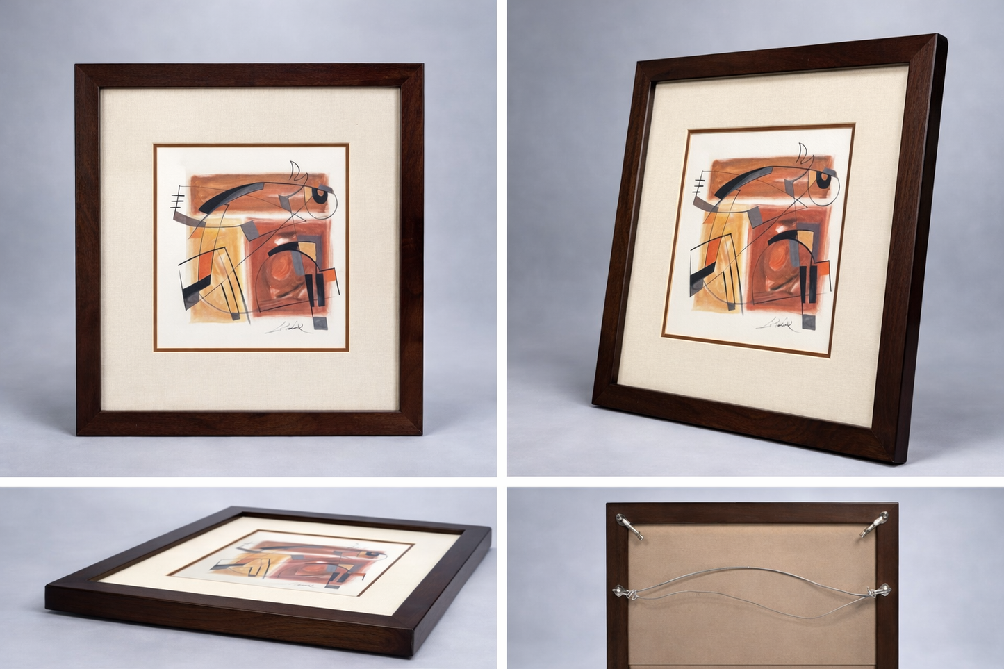 Alfred Gockel Signed Abstract Print – Mid Century Framed Artwork