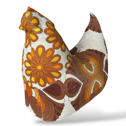 Retro Fabric Hen Stool – 1970s Child’s Upholstered Seat / Decorative Pouffe