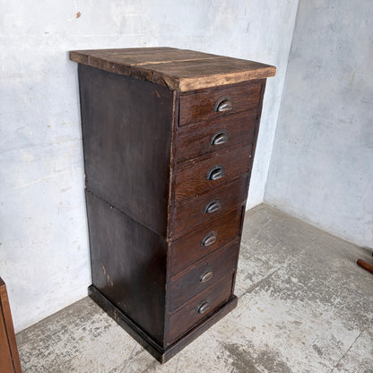 20th Century Banker’s Tiger Oak Tallboy Chest of Drawers