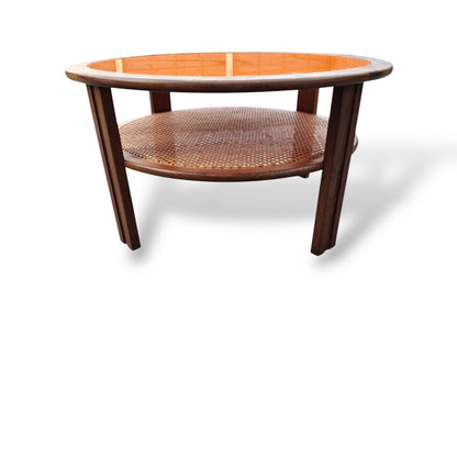 Mid-Century G-Plan Round Coffee Table with Orange Perspex Top