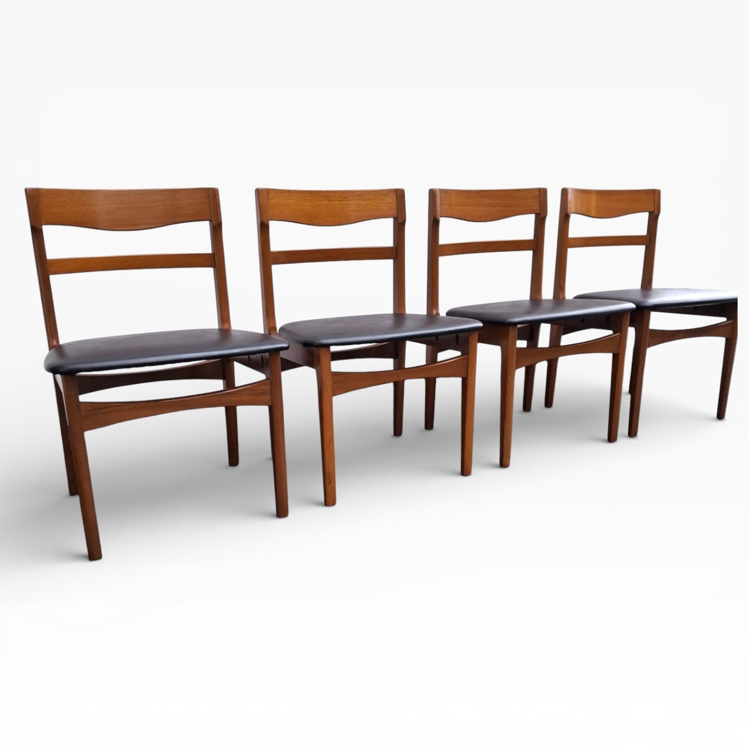 Nathan Teak Dining Chairs with Black Vinyl Seats – Set of Four — view 6