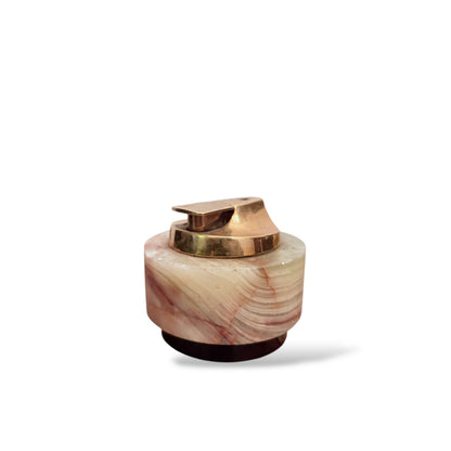 Art Deco Onyx Tabletop Lighter Prop – Round Marble Effect