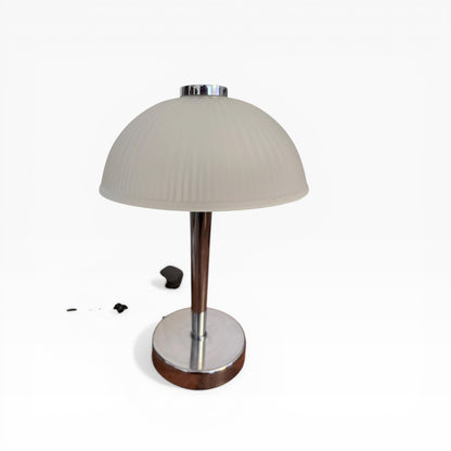 Vintage Chrome & Frosted Glass Mushroom Table Lamp – Mid Century — view 6