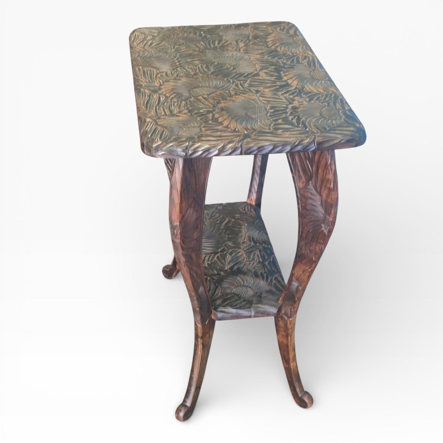 Antique Liberty & Co Japanese Carved Arts & Crafts Side Table / Plant Stand, c.1900 — view 2