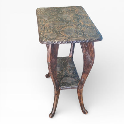 Antique Liberty & Co Japanese Carved Arts & Crafts Side Table / Plant Stand, c.1900 — view 2