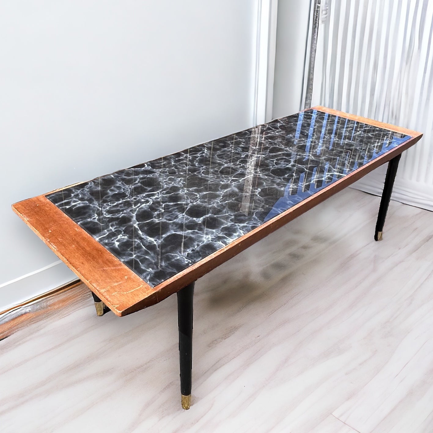 Mid Century Teak and Marble Coffee Table