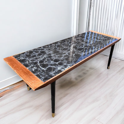 Mid Century Teak and Marble Coffee Table