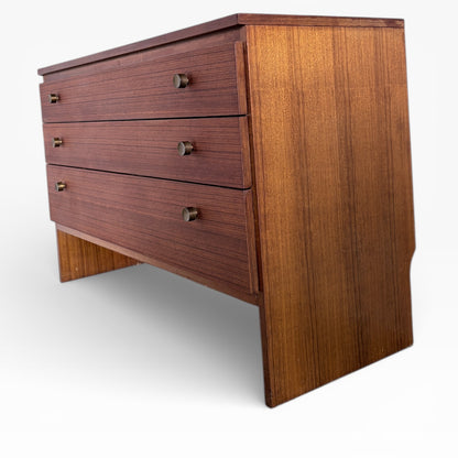 Mid-Century Teak Dresser | Vintage Meredew Chest with Brass Drawer Pulls