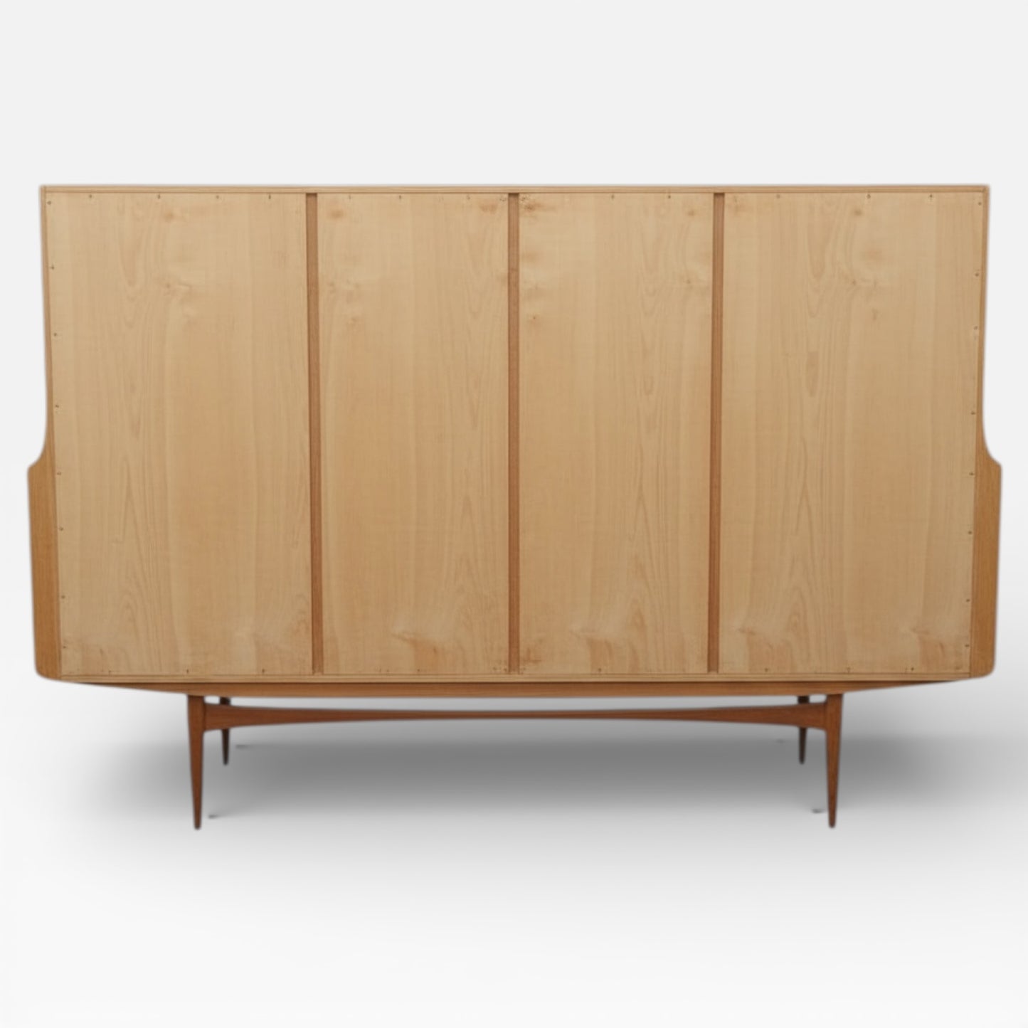 Mid Century Sideboard | Vintage Teak Cabinet With Sliding Doors & Tapered Legs