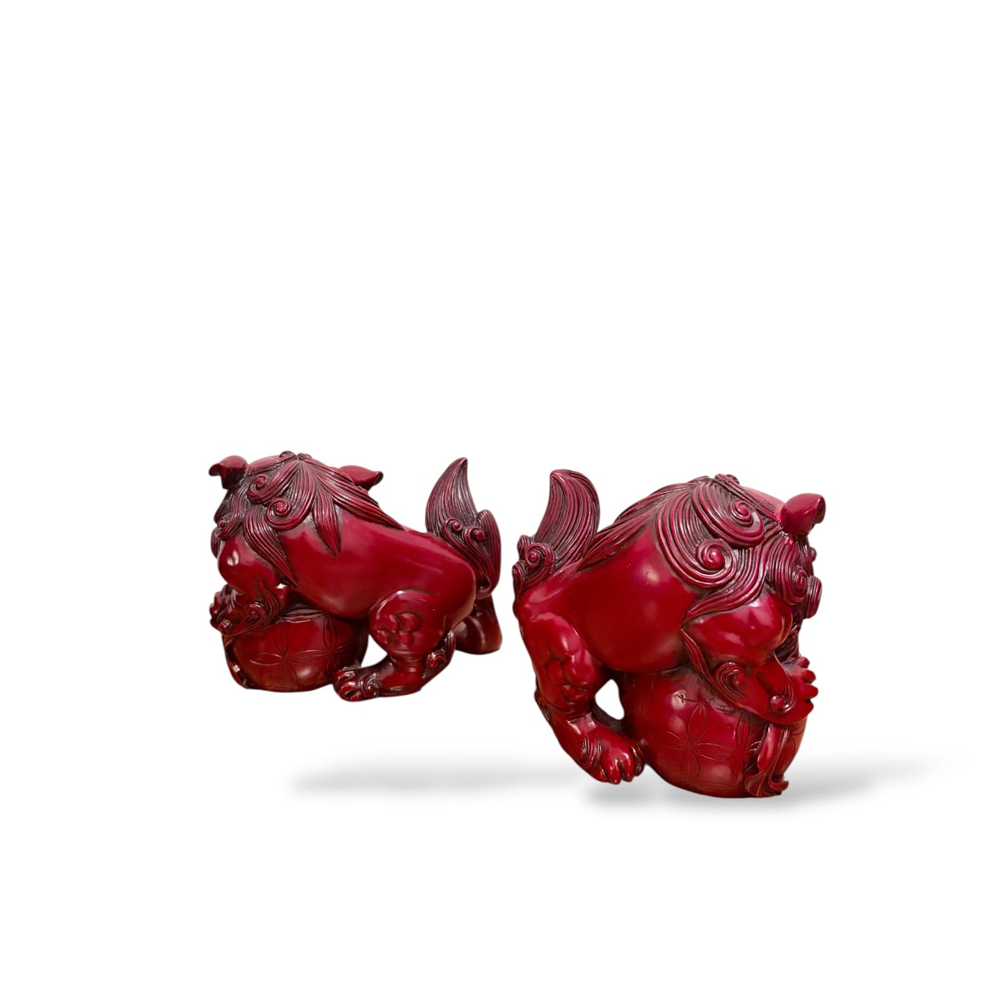 Heavy Resin Foo Dogs - Matching Pair Vintage Sculptures — view 8