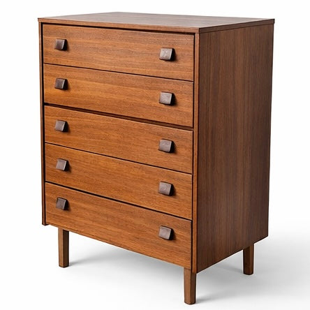 Mid-Century Teak Tallboy Chest of Drawers – Five Drawer Danish Style