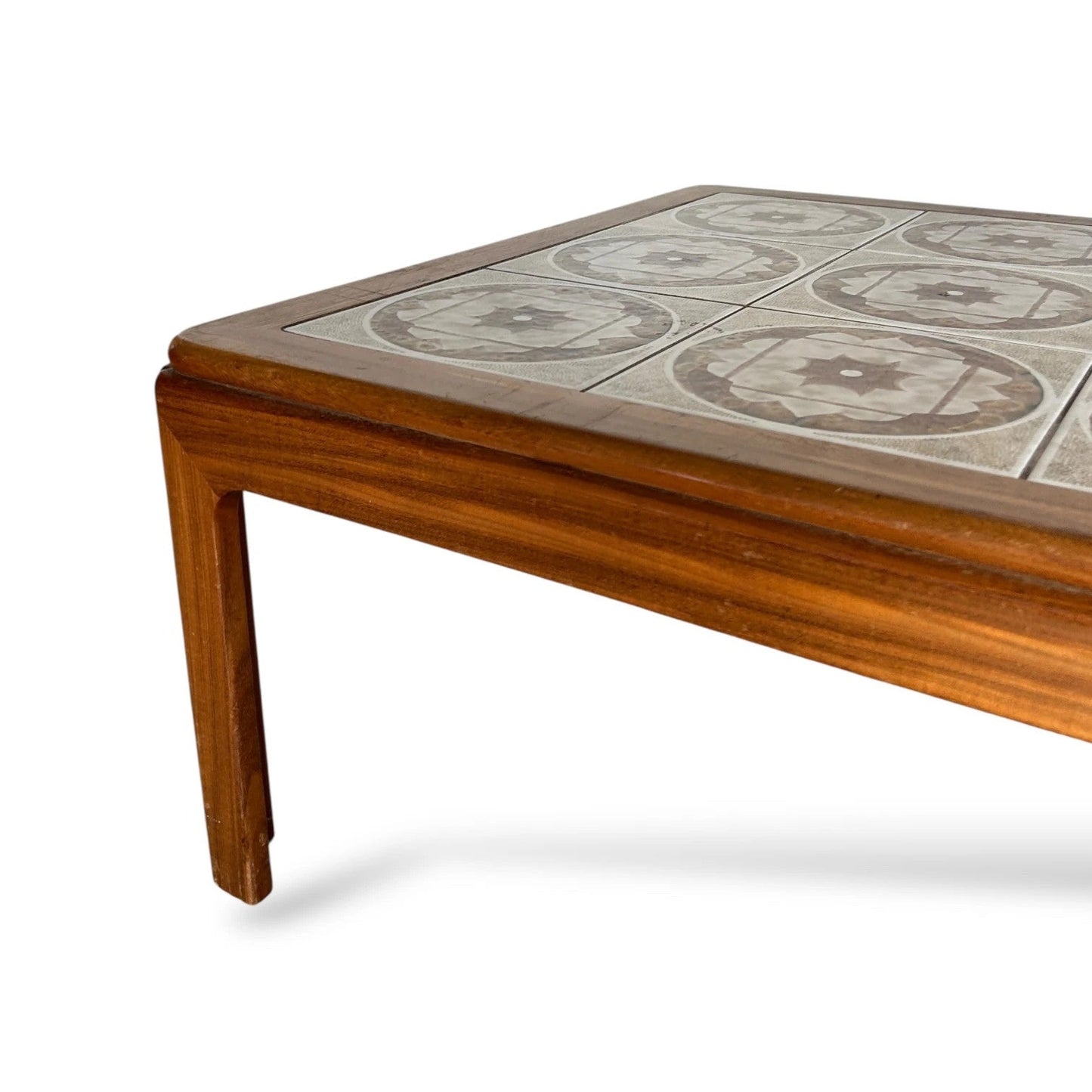 Vintage Teak Coffee Table – Mid Century Modern Square Ceramic Tiled Top