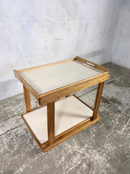 Mid Century Oak & Formica Two-Tier Drinks Trolley
