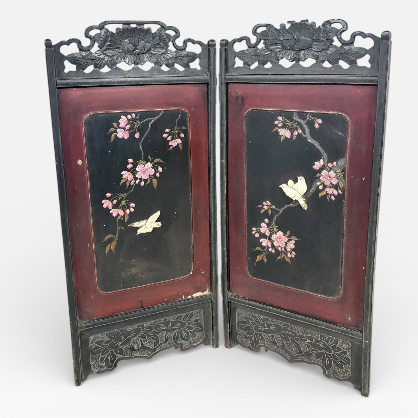 Antique Chinese Mother of Pearl Folding Screen