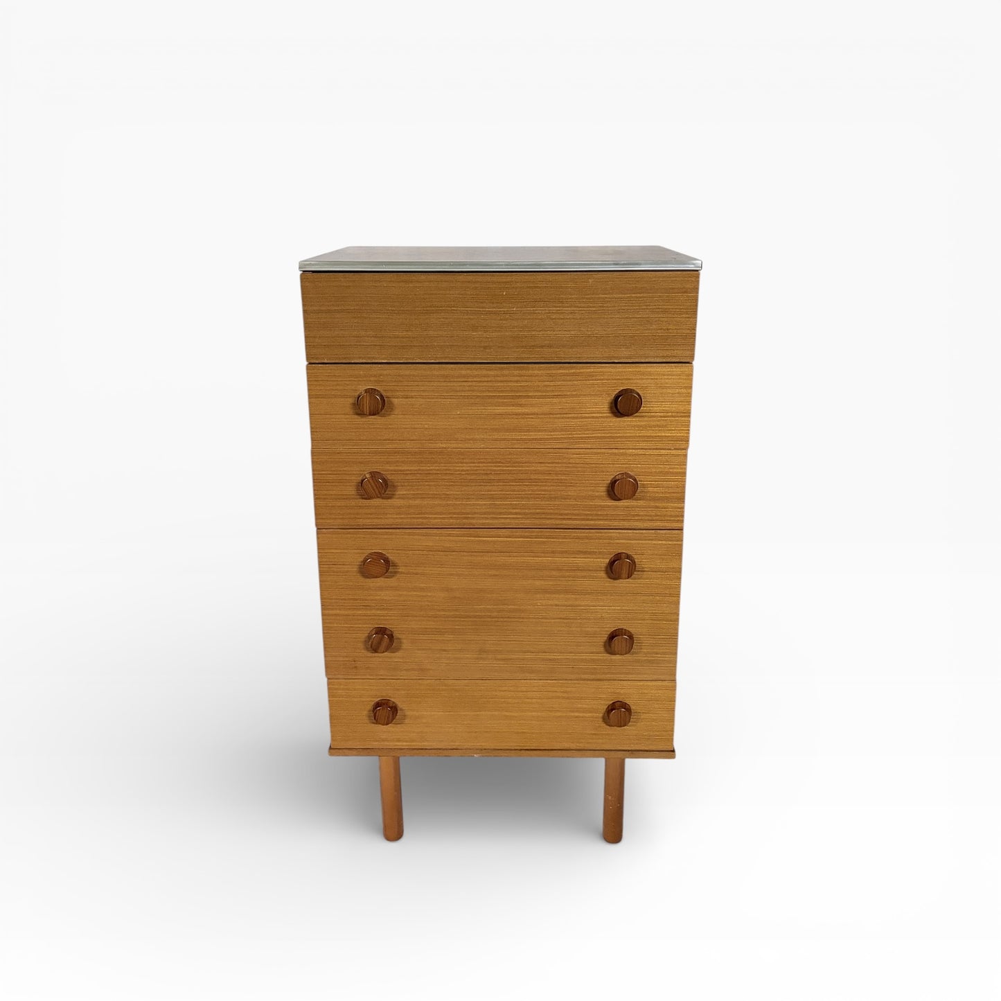 Mid-Century Teak Chest of Drawers with Lift-Up Mirror – 1960s British Vintage